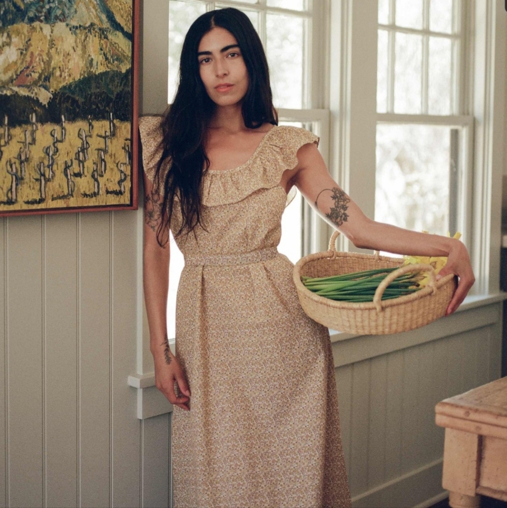 Christy Dawn Cream Floral Maxi Dress with Ruffle Collar - Picture 3 of 12